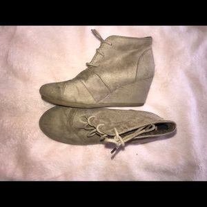 Booties Wedges Nude Lace Up